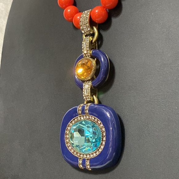 *SOLD*Heidi Daus "Super Chic"  Swarovski Crystal Enamel Bead Necklace & Earrings - Picture 6 of 12